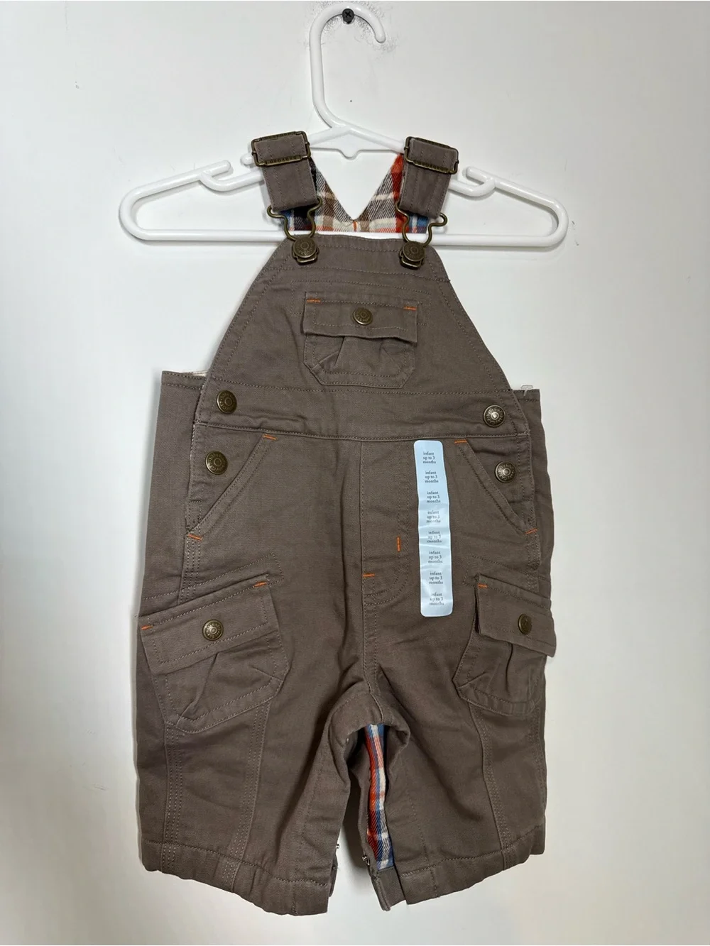 Baby GAP Expedition North Pole Cotton Overalls Brown Plaid Lined Infant 3 months